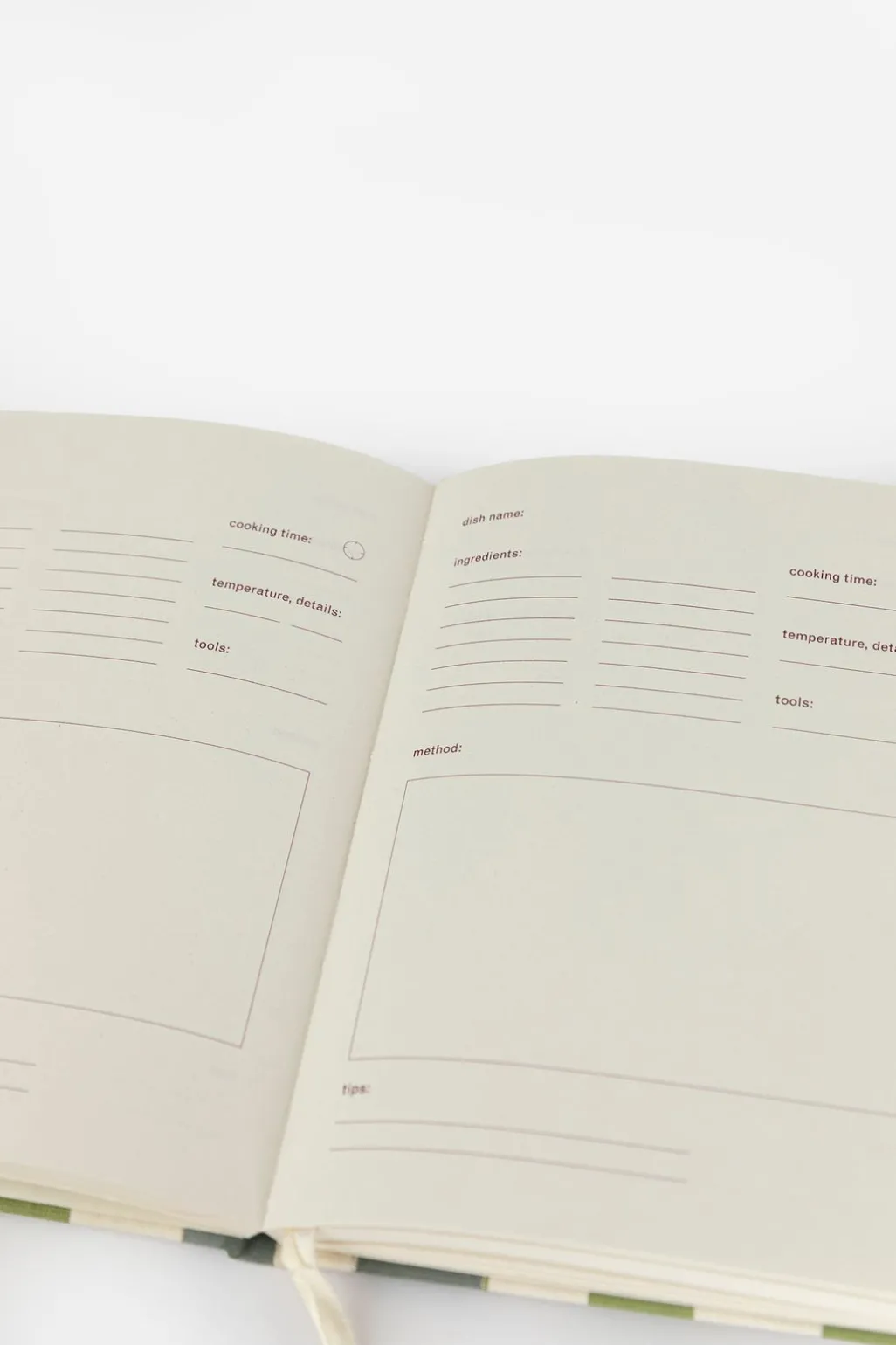 Groen geblokt linnen receptenboek