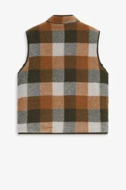 Groen geblokte reversible teddy bodywarmer