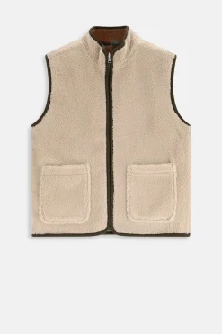 Groen geblokte reversible teddy bodywarmer