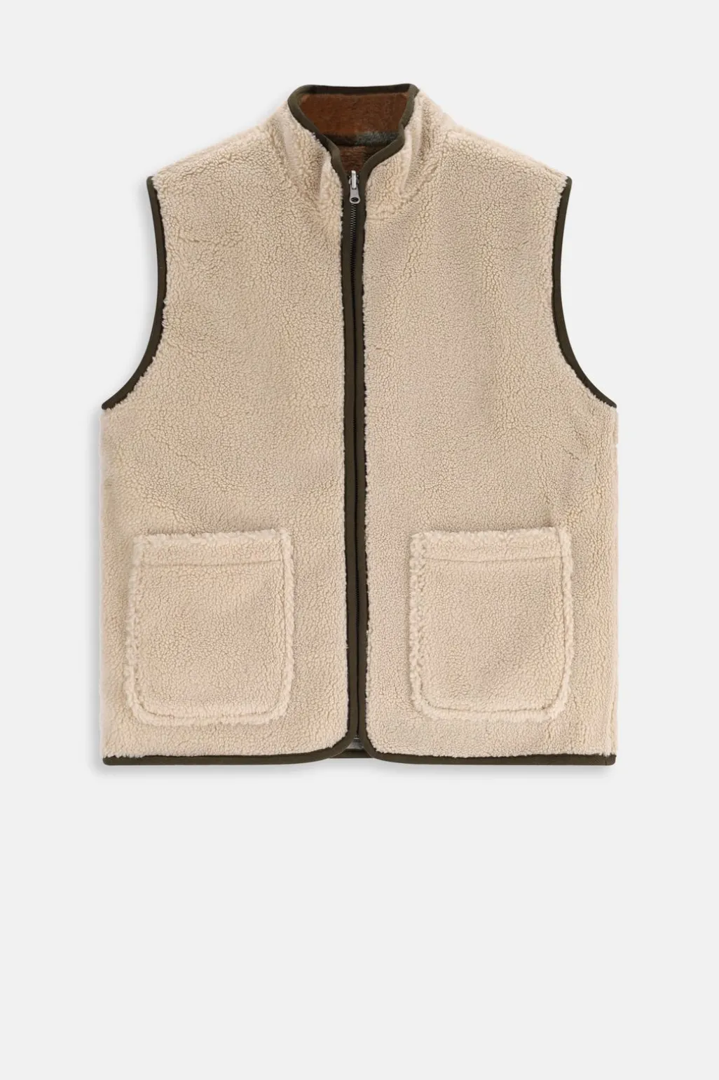 Groen geblokte reversible teddy bodywarmer