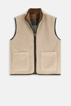 Groen geblokte reversible teddy bodywarmer