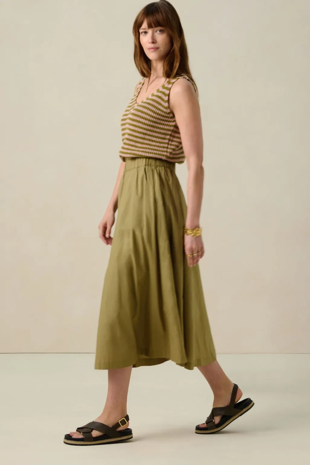 Groen gebreid singlet
