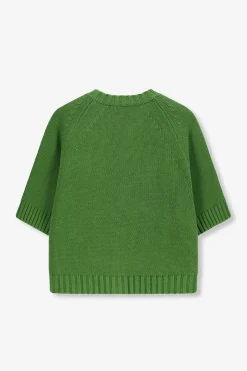 Groen gebreid vest met korte mouwen