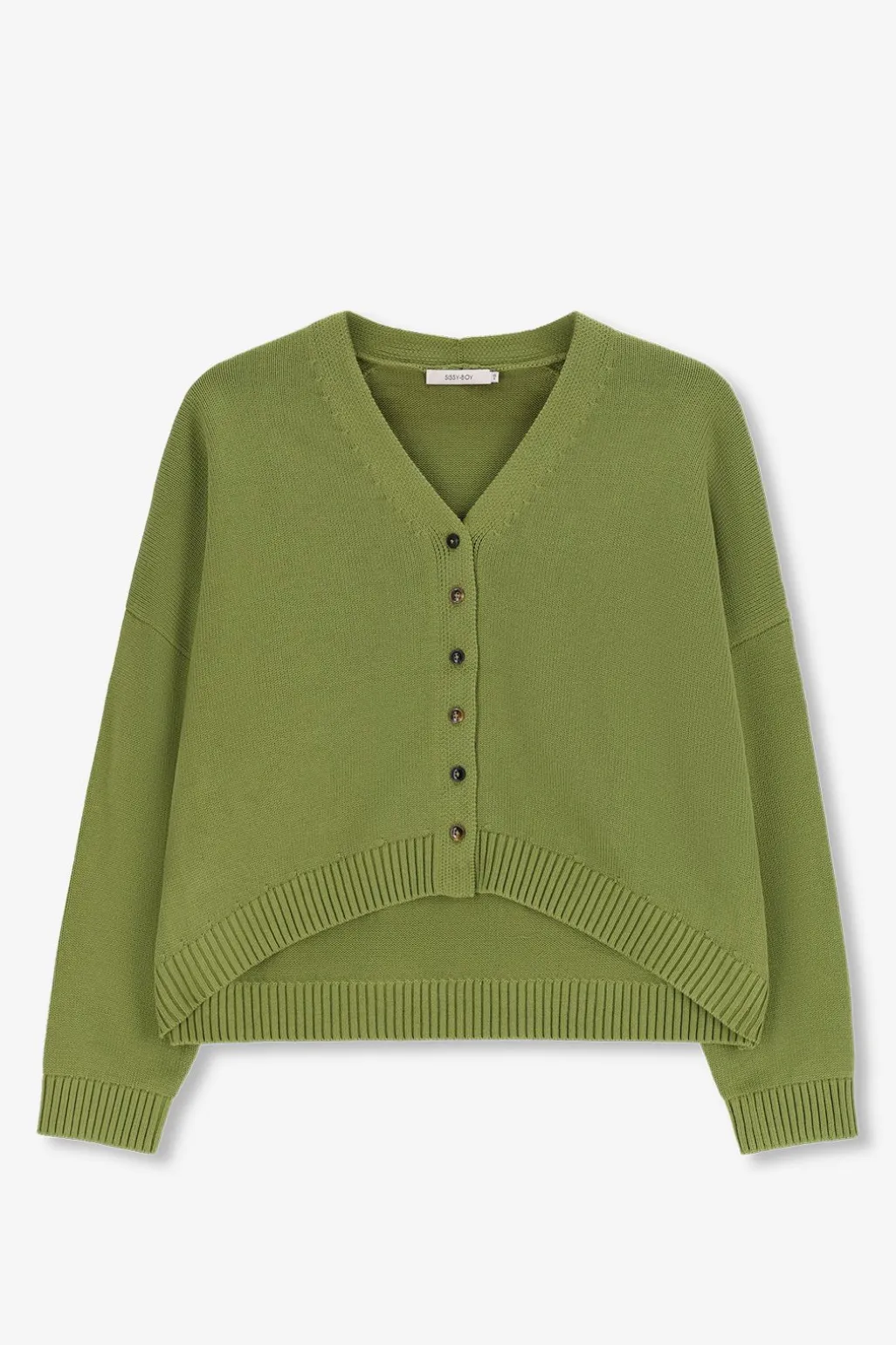 Groen gebreid vest met V-hals
