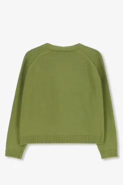 Groen gebreid vest met V-hals