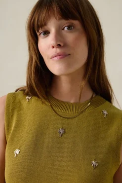 Groen gebreide spencer