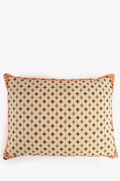 Groen geruit jacquard kussen