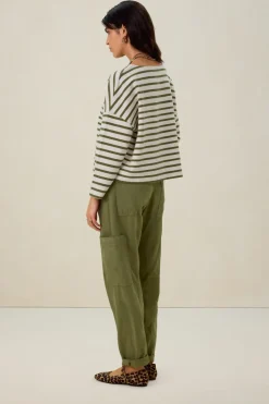 Groen gestreept oversized t-shirt