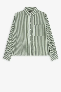 Groen gestreepte boxy blouse