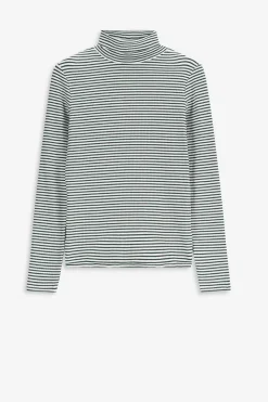 Groen gestreepte top met turtle neck
