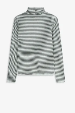Groen gestreepte top met turtle neck