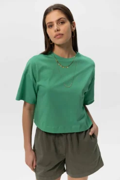 Groen jersey cropped T-shirt