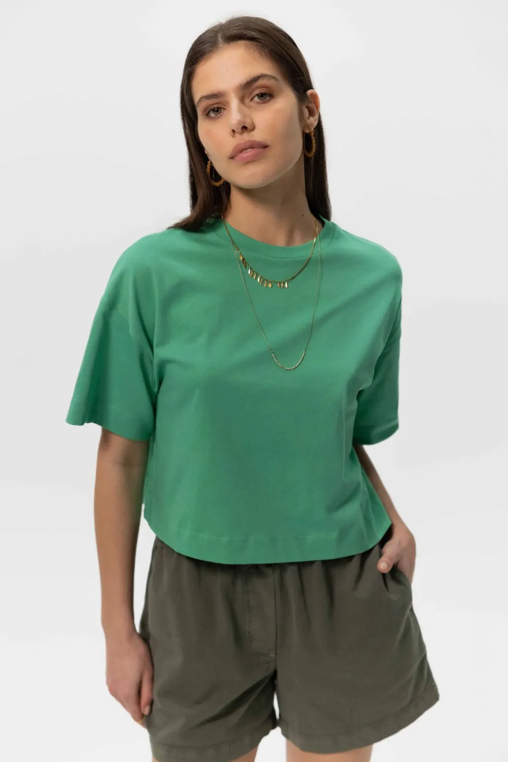 Groen jersey cropped T-shirt
