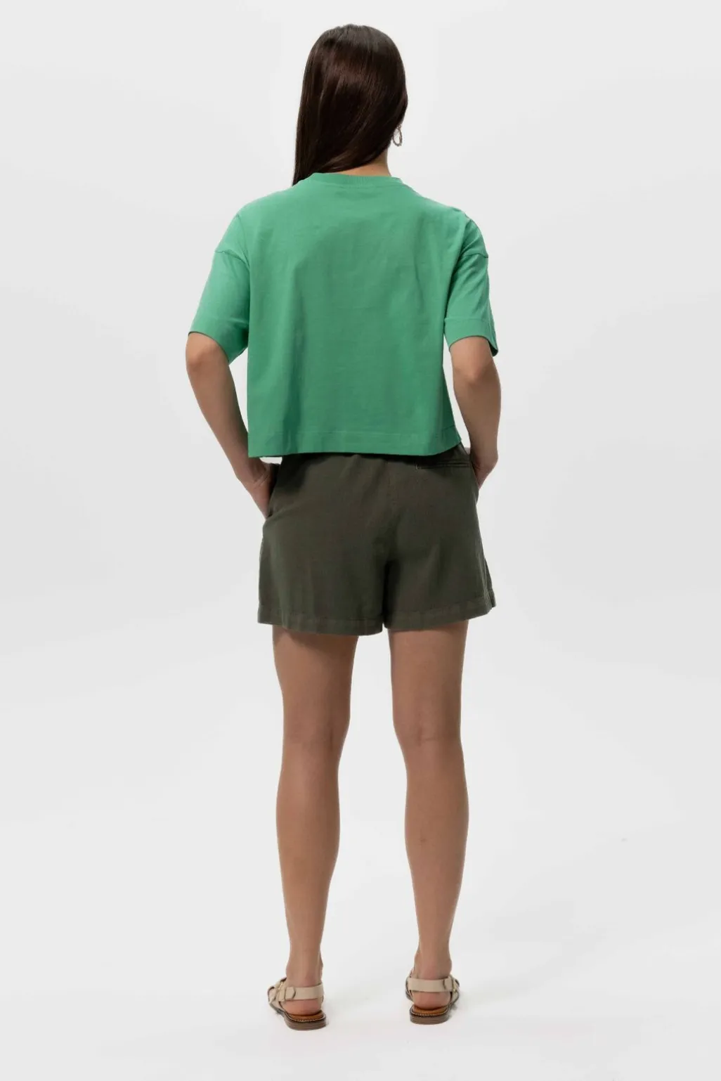 Groen jersey cropped T-shirt