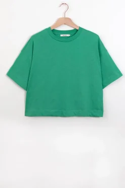 Groen jersey cropped T-shirt
