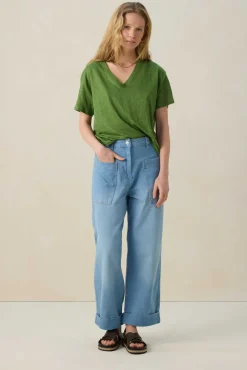 Groen linnen T-shirt