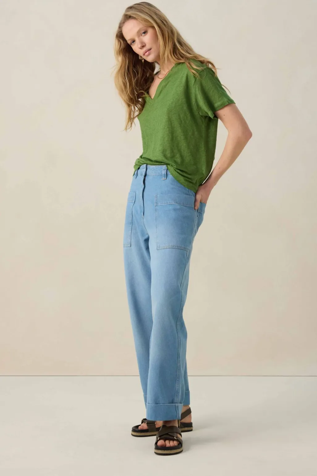 Groen linnen T-shirt