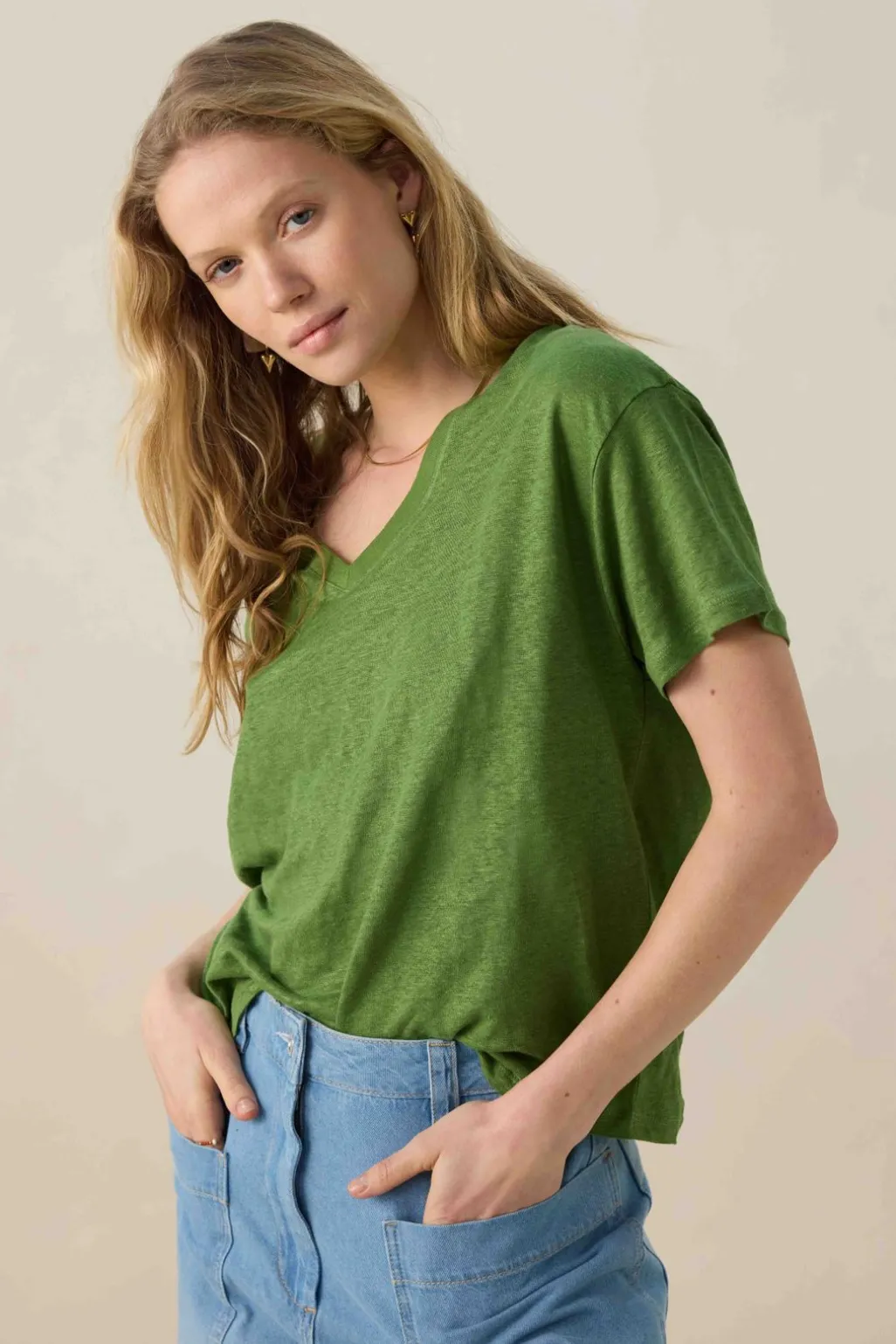 Groen linnen T-shirt