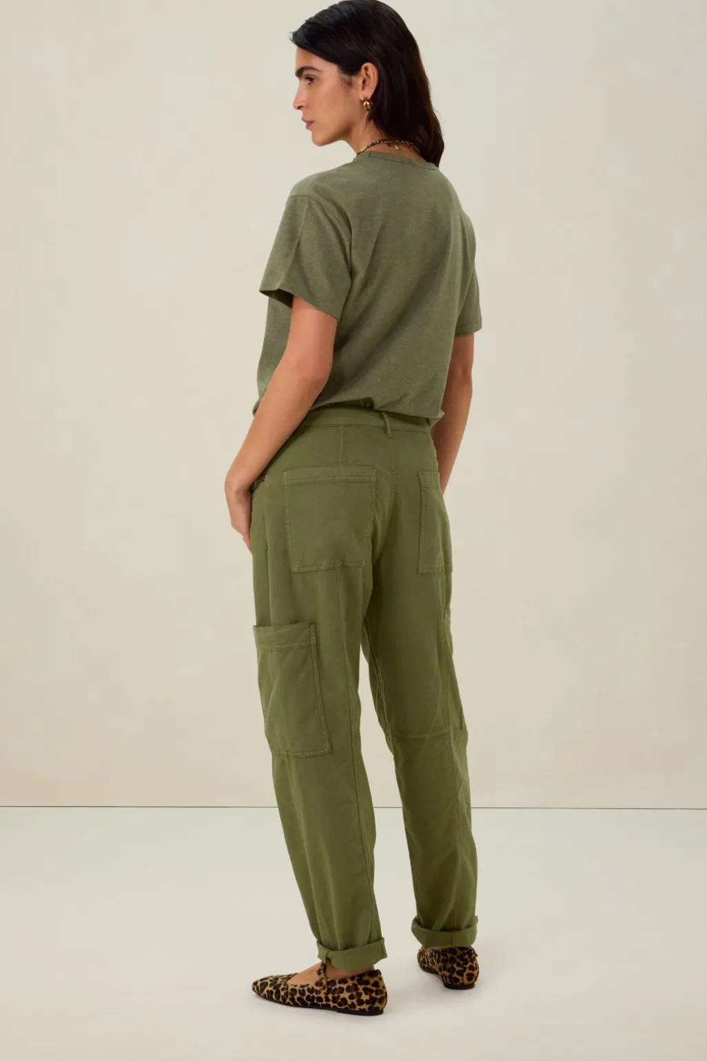 Groen melange basis t-shirt