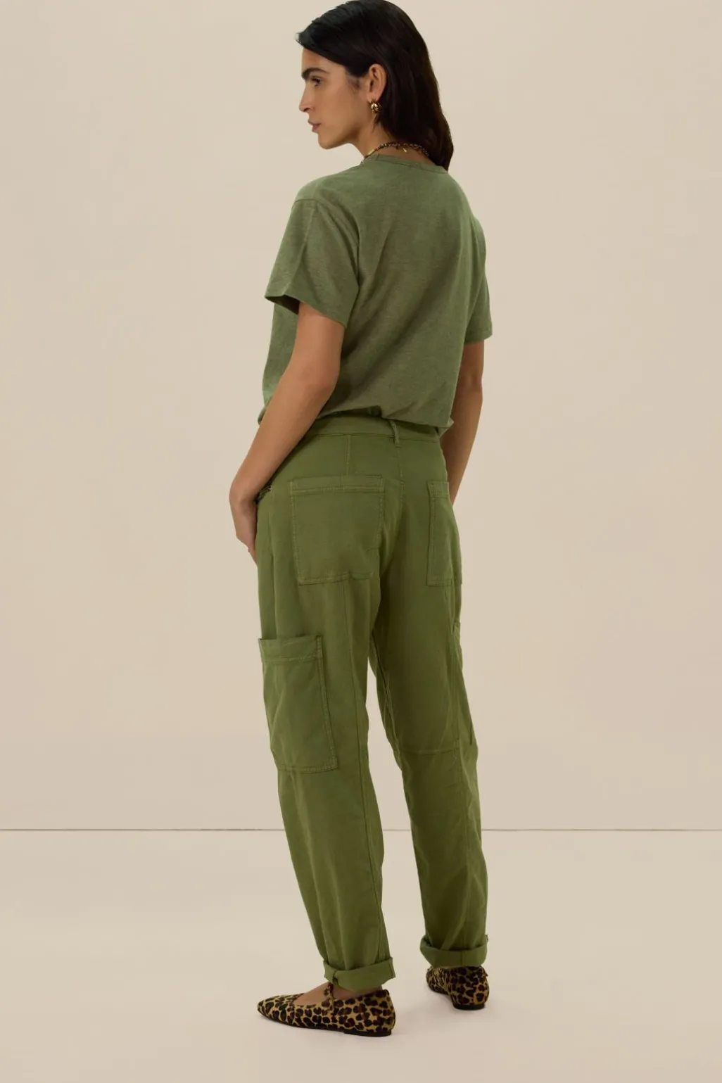 Groen melange basis t-shirt