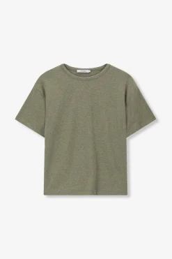 Groen melange basis t-shirt