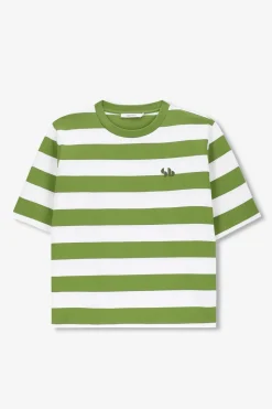 Groen met wit gestreept T-shirt