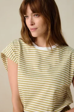 Groen mouwloos T-shirt met strepen