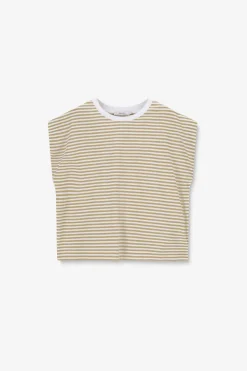 Groen mouwloos T-shirt met strepen