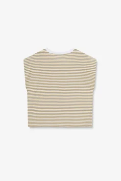 Groen mouwloos T-shirt met strepen