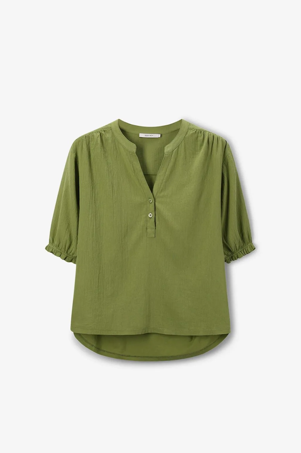Groen T-shirt met pofmouwen
