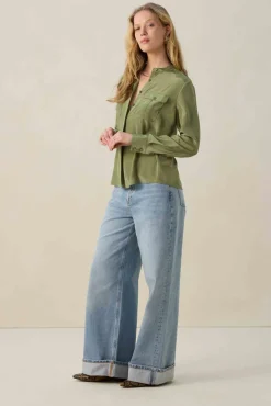 Groene blouse met borstzakken
