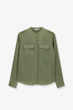 Groene blouse met borstzakken