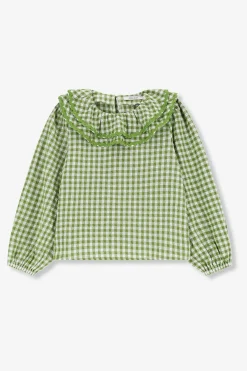 Groene blouse met ruffle kraag