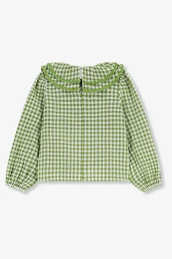 Groene blouse met ruffle kraag