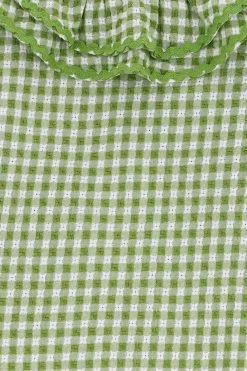 Groene blouse met ruffle kraag