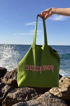Groene canvas shopper large