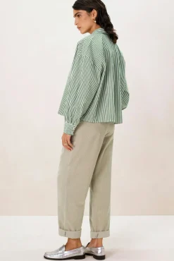 Groene corduroy broek met elastische taille