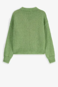 Groene gebreide trui met hart