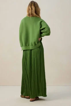 Groene geplooide maxi rok