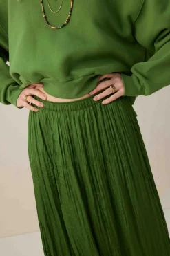 Groene geplooide maxi rok