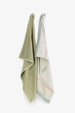 Groene handdoek en theedoek