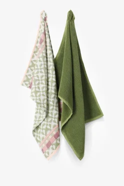 Groene handdoek en theedoek
