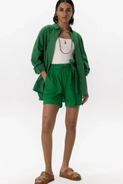 Groene high waist paperbag shorts