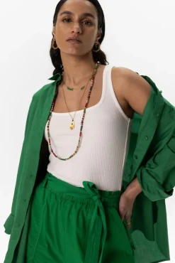 Groene high waist paperbag shorts