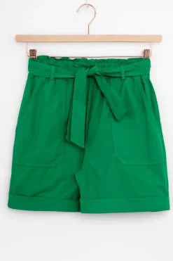 Groene high waist paperbag shorts