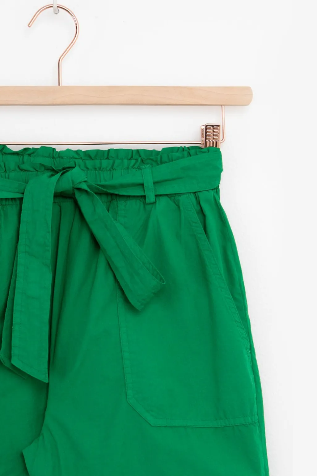 Groene high waist paperbag shorts