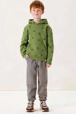 Groene hoodie met smiley print
