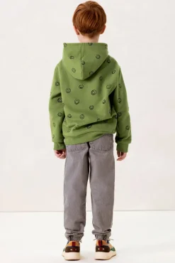 Groene hoodie met smiley print