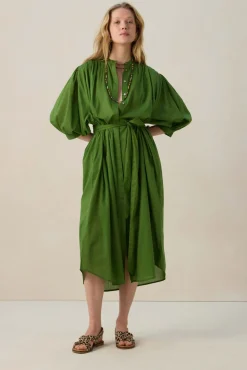 Groene jurk met ceintuur