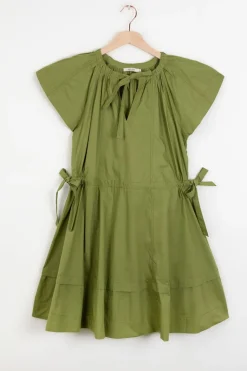 Groene korte poplin jurk